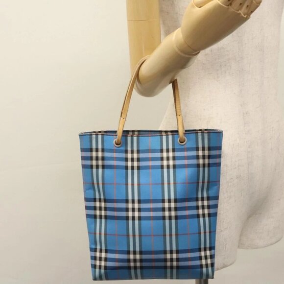 BURBERRY Nova Check Hand Bag Nylon Blue Auth - Picture 1 of 16